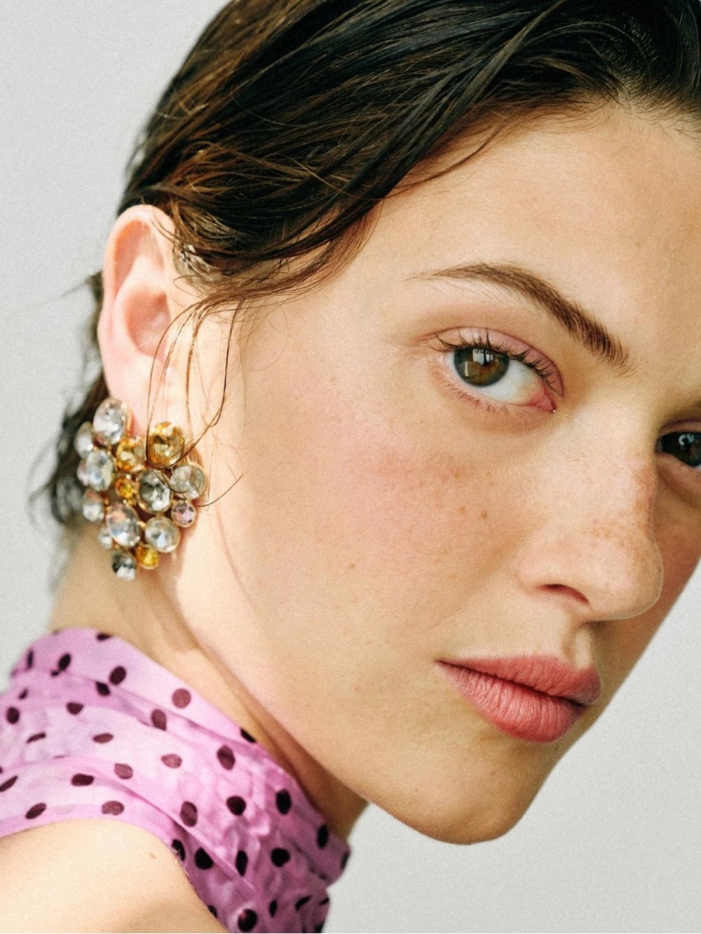 ZARA CRYSTAL HEART Gold Cluster Earrings